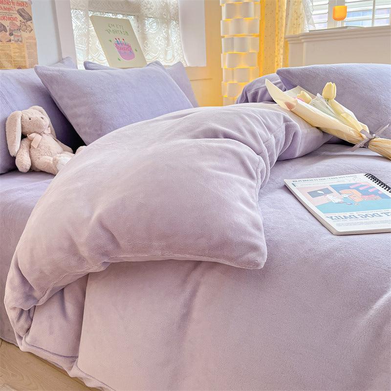 Thickened Winter Keep Warm Pure Color Double-sided Velvet Quilt Cover