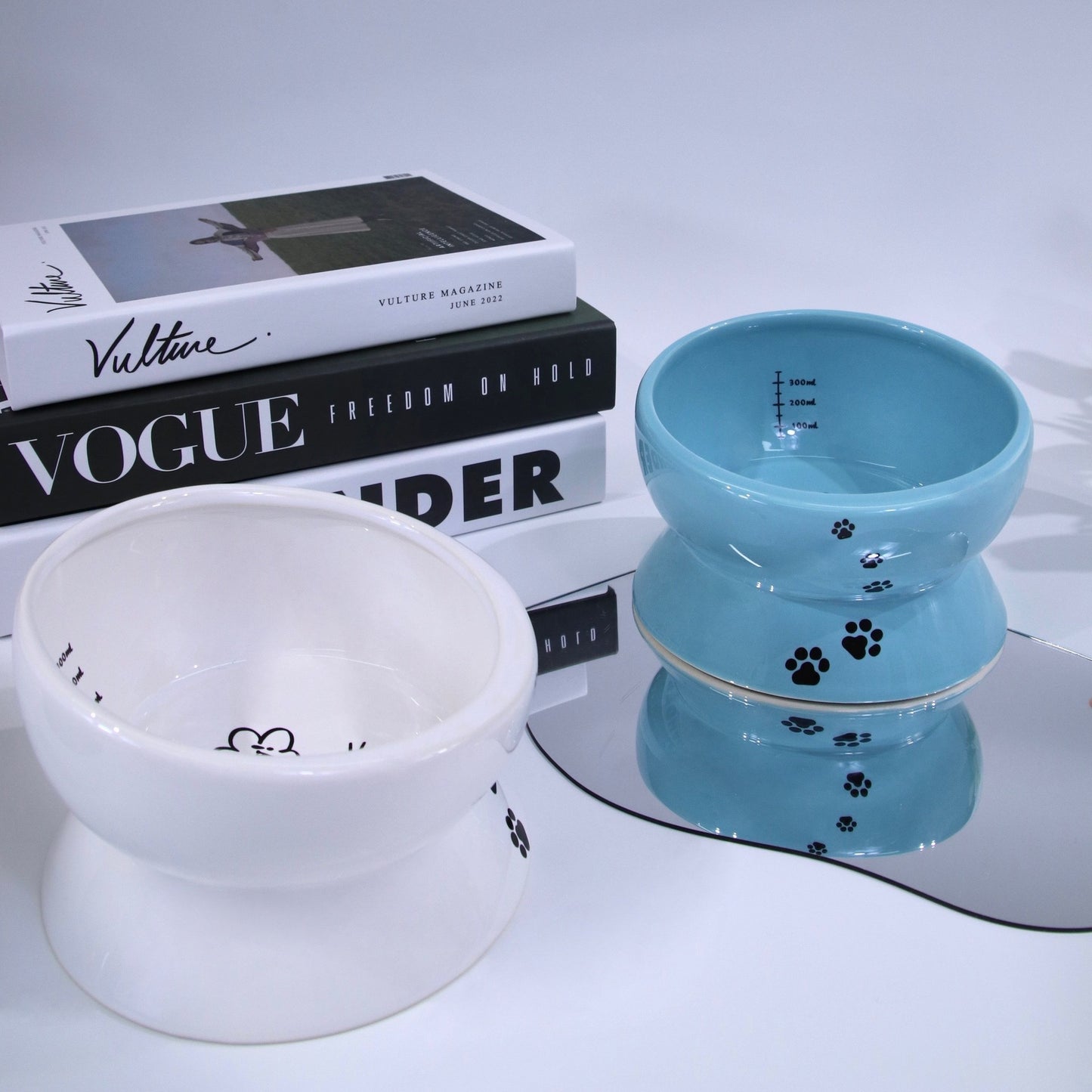 High Foot Protection Spine Oblique Mouth Cat Food Bowl