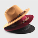 Monochrome Belt Metal Buckle Simple Big Brim Jazz Cowboy Hat