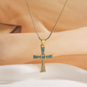 Special Interest Light Luxury Copper Plated Real Gold Zircon Cross Pendant Necklace