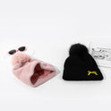 Bow Embroidery Velvet Knitted Woolen Cap