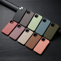 Solid Color Simple Litchi Grain Plain Leather Phone Case