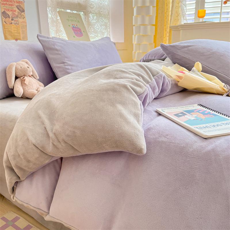 Thickened Winter Keep Warm Pure Color Double-sided Velvet Quilt Cover