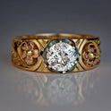 Vintage Flower Inlaid White Diamond Temperament Ring