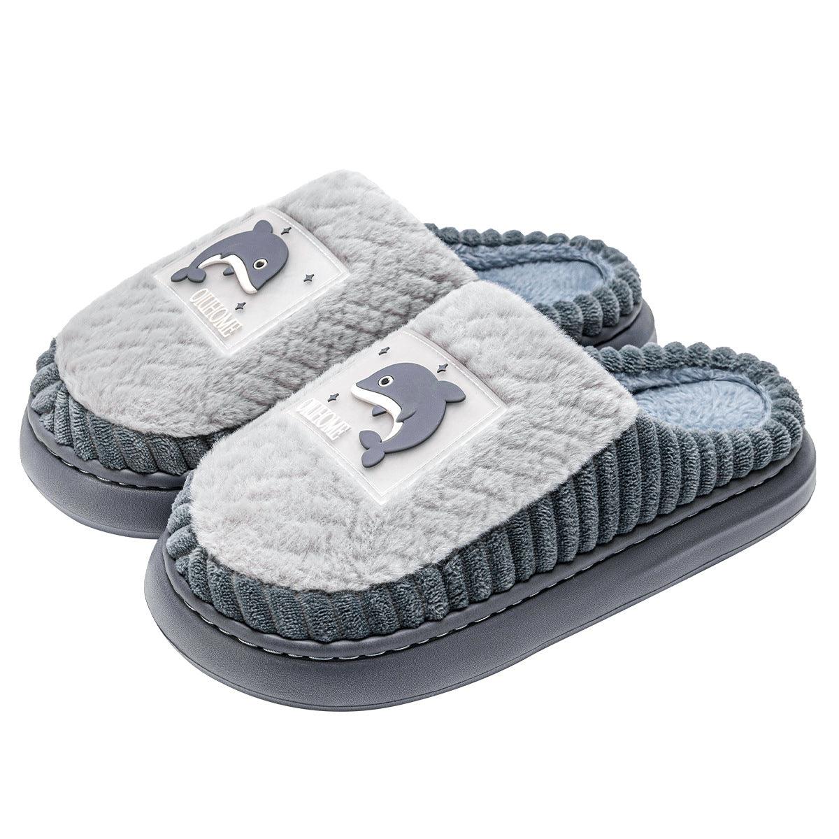 Non-slip Fleece-lined Warm Couple Fluffy Slippers