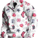 4-button Fashion Brand Casual Men's Printed Pullover Sweatshirt