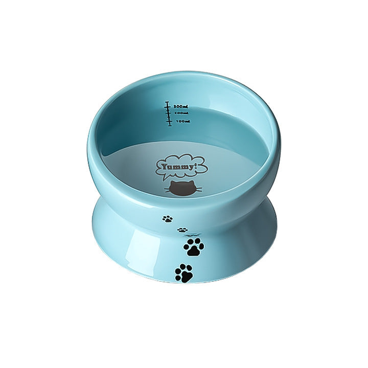 High Foot Protection Spine Oblique Mouth Cat Food Bowl