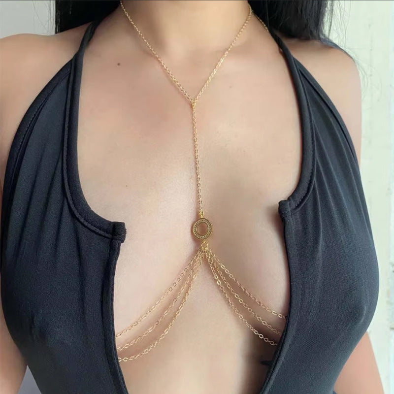 Sexy Diamond Nipple Chain Chest Necklace