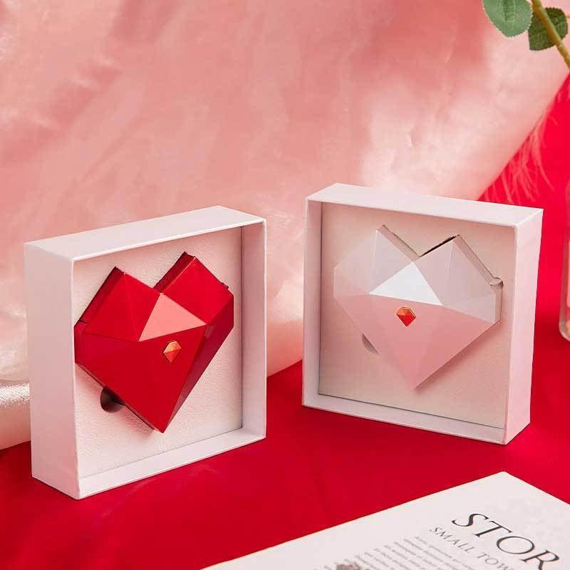 Simple Heart-shaped Diamond Surface Jewelry Storage Packaging Box