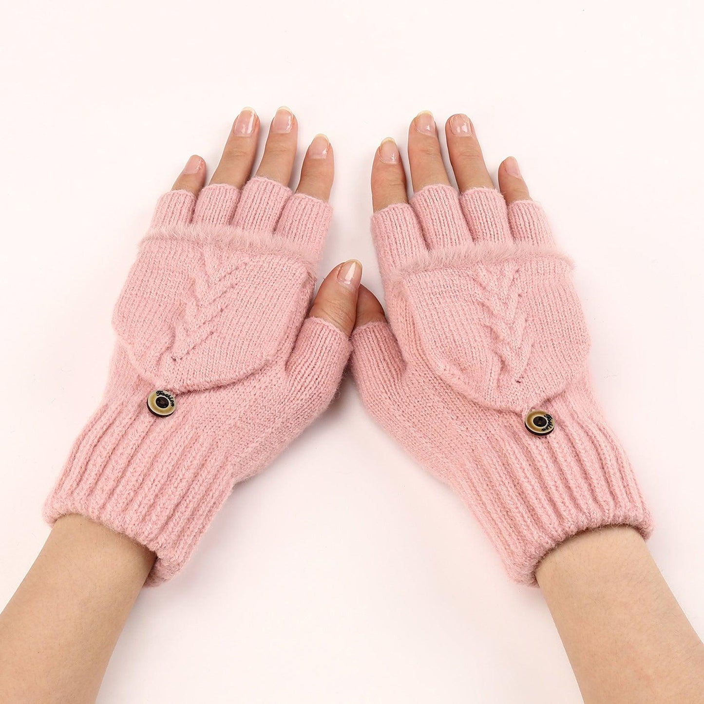 Wool Fingerless Gloves Women's Warm Fashionable Knitted Half Finger Oversleeves