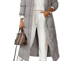 Solid Color Hooded Long Elegant Cotton-padded Coat Fashion Long-sleeve Zipper Pocket Women's Coat