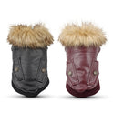 Autumn And Winter Clothes Dog Fur Collar Leather Coat