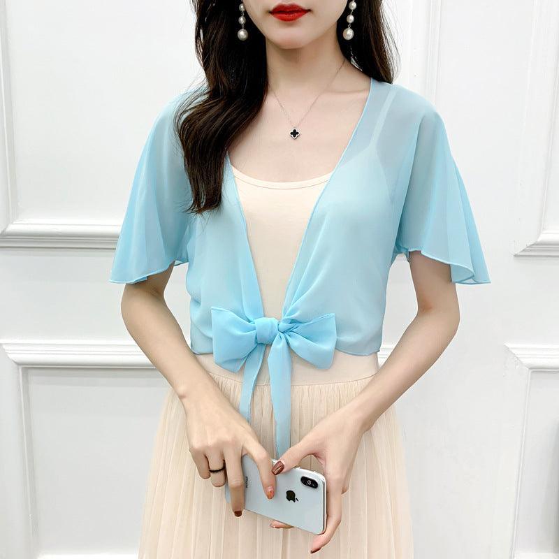 Women's Summer Thin Short Shawl Chiffon Shirt