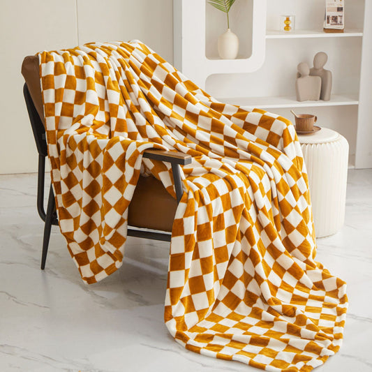 Chessboard Grid Flannel Blanket Square Thickened Milk Flannel Blanket