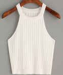 Knitted Top Bottoming Sling Wide Loose Solid Color Vest Suspenders