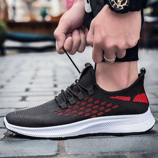 Korean Style Flying Woven Sports Men's Shoes Breathable