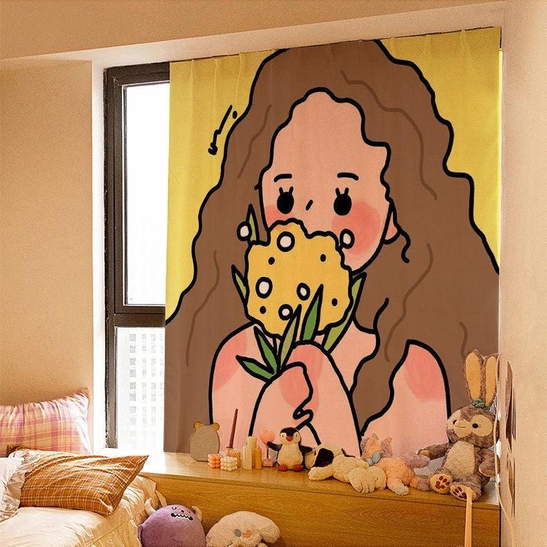 Dormitory Simple Paste Shading Cloth Korean Ins Style Velcro Curtain