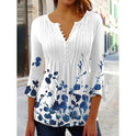 Women's Digital Printing V-neck Long-t-shirt