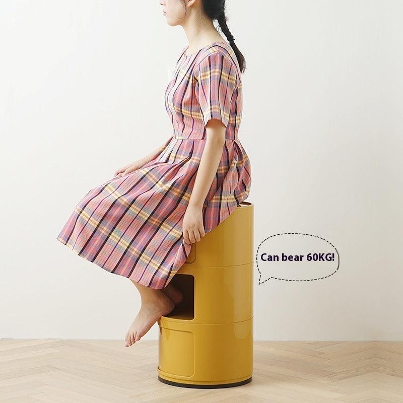 Round Bedside Table Modern Plastic Storage Cabinet Multi-layer Small Side Cabinet Living Room Locker