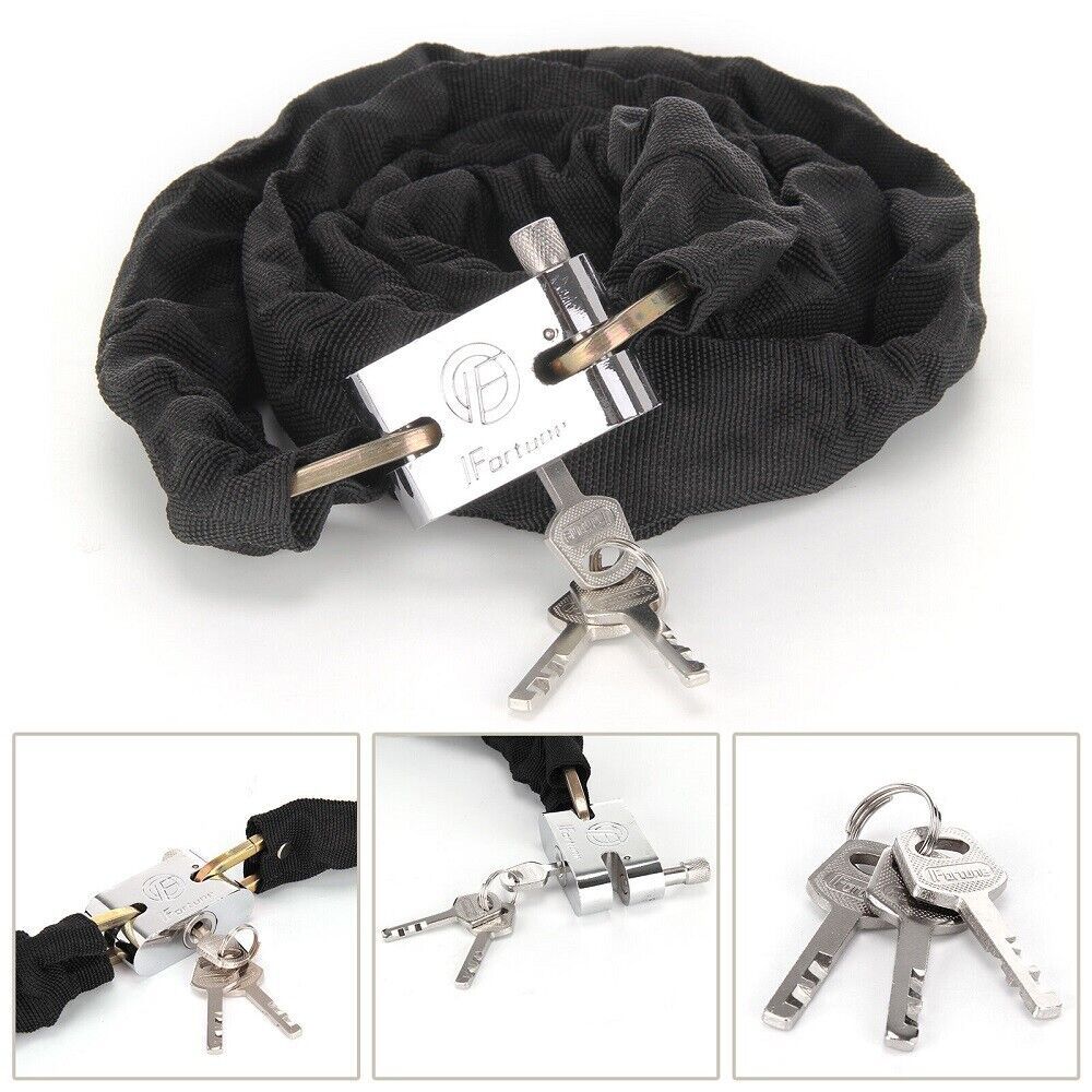 80CM Metal Motorbike Motorcycle Bicycle Heavy Duty Chain Lock Padlock Bike Cycle