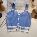 Sweet Wind Love Button Short Cropped Knitted Vest Women