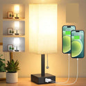 Bedside Table Lamp With 3 Levels Brightness Small Lamp With USB C & A Nightstand Lamp With Pull Chain Bedroom Lamp For Living Read Work