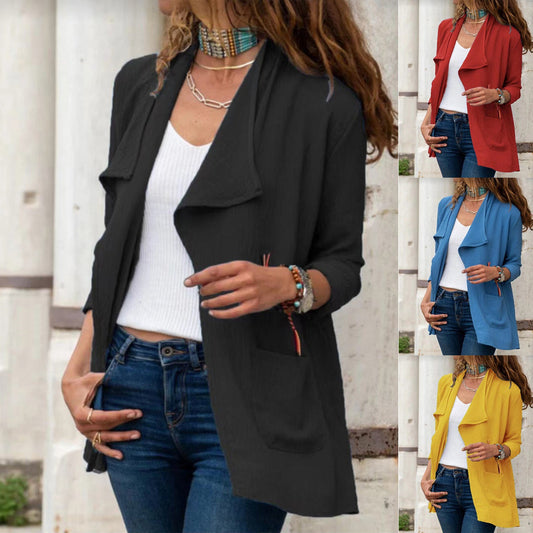 Women's Solid Color Long-sleeved Short Windbreaker Casual All-match Cardigan Jacket