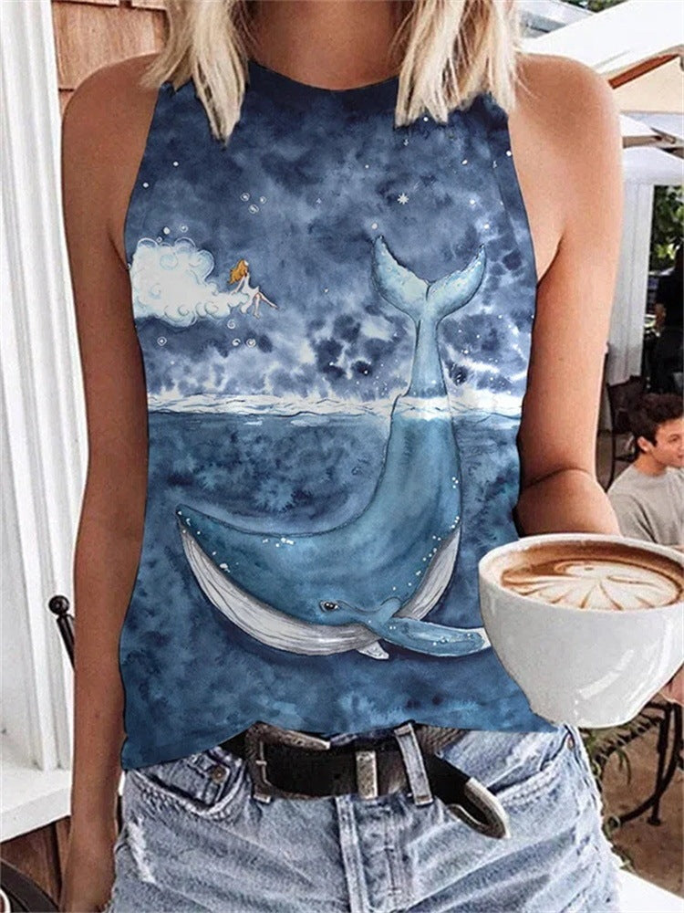 Summer Sports Casual Sleeveless Vest Printed Ladies