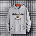 Letter Number 66 Printed Casual Hooded Pullover Sweater