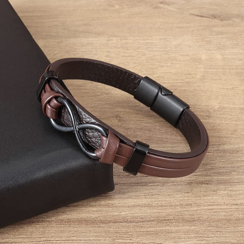 Stainless Steel Leather Bracelet Popular Pattern Men