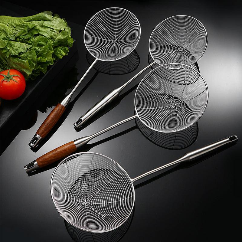 304 Stainless Steel Colander Commercial Kitchen Strainer Fried Drain Line Scoop Up Dumplings Pasta