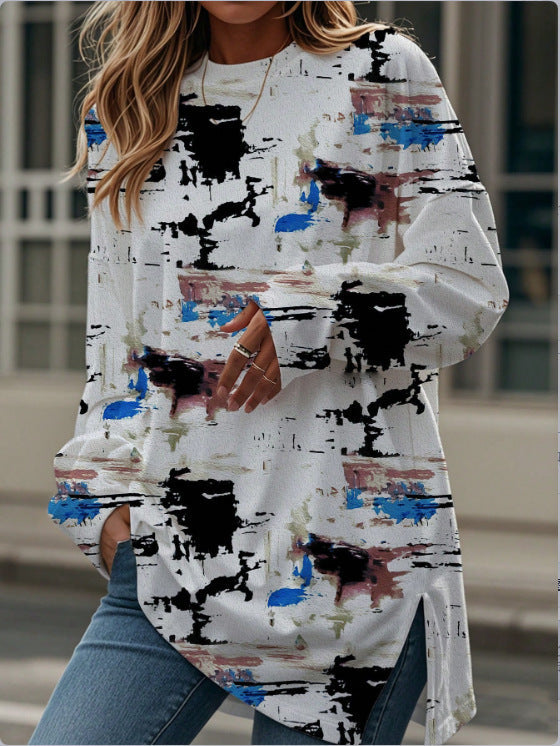 Women's Top Fashion Print Round Neck T-shirt