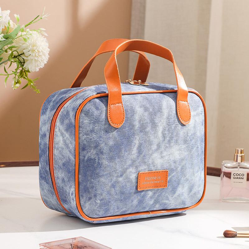 Denim Pattern Portable Cosmetic Bag Large Capacity High Sense Travel Portable
