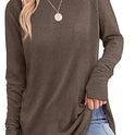 Solid Color Split-finger Long-sleeved Shirt Loose Mid-length