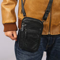 Men's Leather Fashion Phone Pouch Belt Bag Waist Crossbody Shoulder Pouch UK