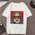 Ladies Punk Aesthetic Print Casual Short Sleeve Student Top