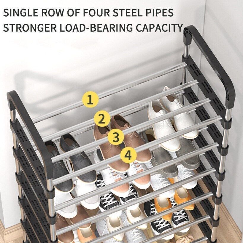 4TIER Shoe Rack Stand Heavy Duty Sturdy Storage Lightweight Compact Space Saving