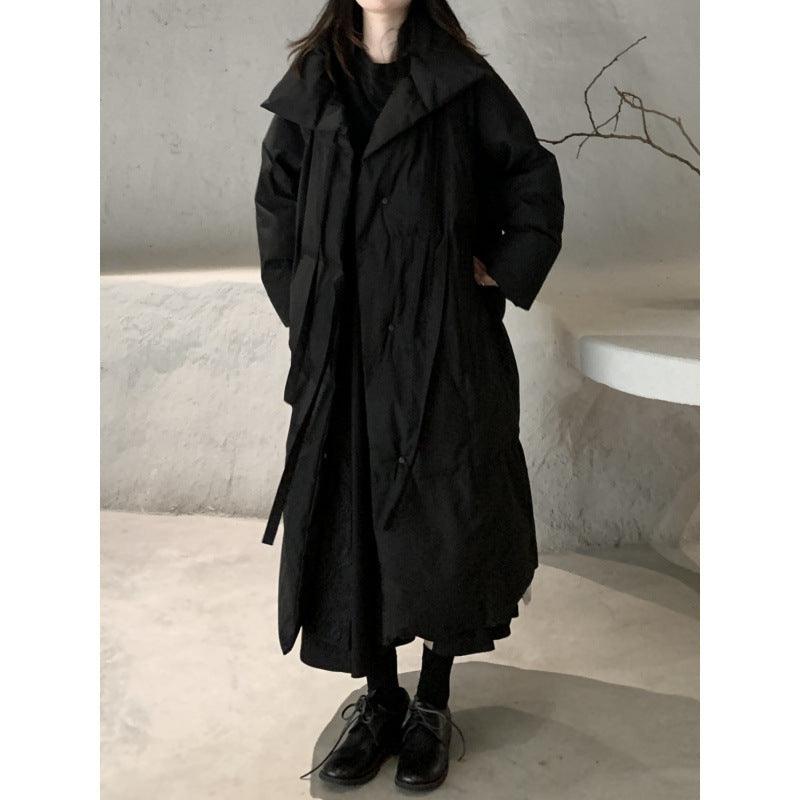 Down Cotton-padded Coat Dark Loose Lovers Three-quarter Length Women
