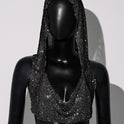 Sexy Outerwear Metal Sequins Hooded Vest