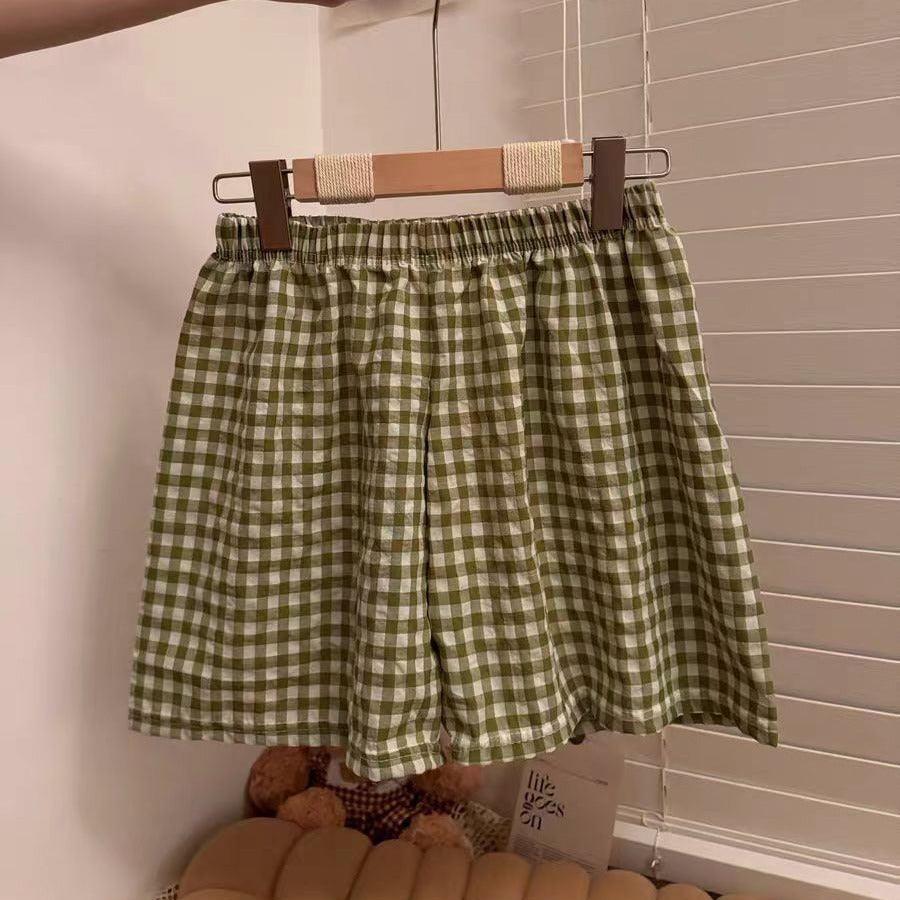 Ladies New Korean Plaid Breathable Shorts