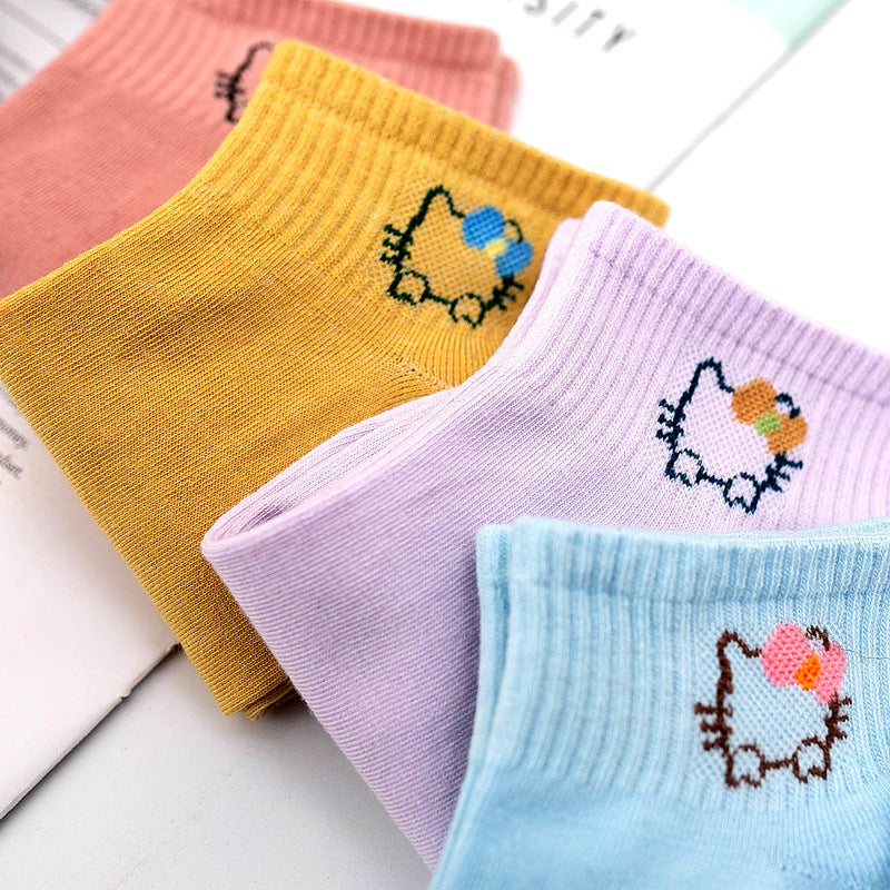Pure Colored Cotton Women's Low-cut Liners Socks Candy Color Short Socks Japanese Style