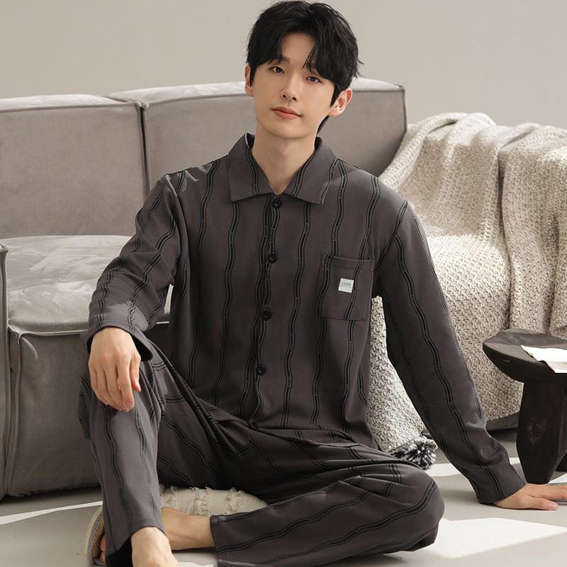 Long Sleeve Lapel Cardigan Trousers Casual Loose Home Wear