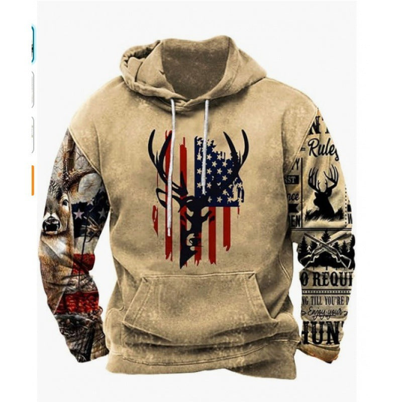 Retro Sweater 3D Printing Plus Size Loose Leisure Pullover Hoodie