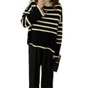 Women's Round Neck Striped Sweater Top