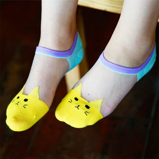 Spring And Summer New Cartoon Ankle Socks Women's Crystal Socks Transparent Socks Invisible Stockings