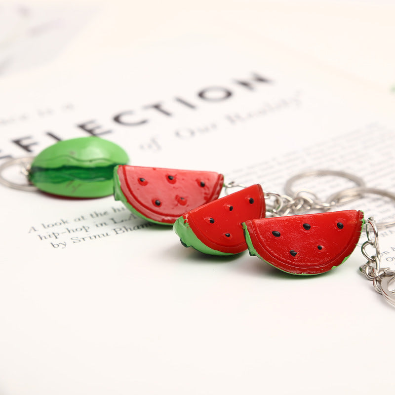 Simulation Three-dimensional Watermelon Piece Keychain Pendant