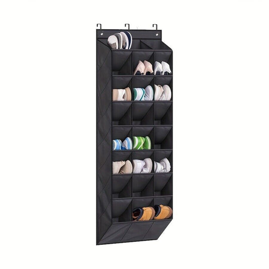 24Pocket Hanging Shoe Holder Storage Box Over Door Rack Hanger Closet Organizer.