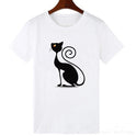 New Women's Black Cat The Print Of Cat's Paw Short Sleeve Loose