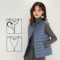 Women's Liner Waistcoat Lightweight Vest Down Jacket Round Neck Thin Lightweight
