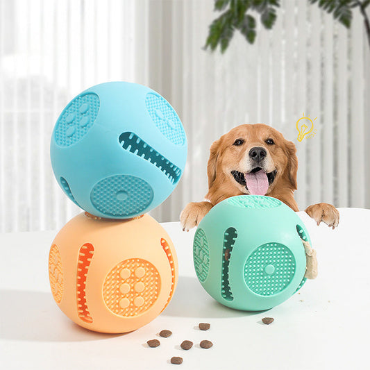 Pet Dog Toy Ball Cat Toy Outdoor Bite-resistant Puzzle Anti-choking Molar Cleaning Food-grade Silicone Leaking Food Ball